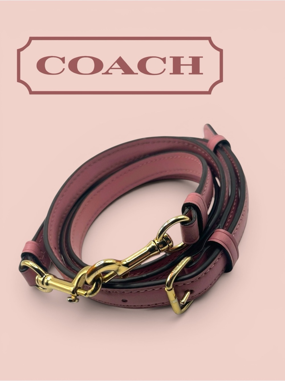COACH | Pink Replacement Adjustable Crossbody / Shoulder Strap w/ Gold Hardware